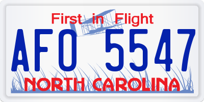 NC license plate AFO5547