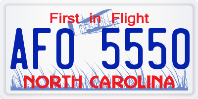 NC license plate AFO5550