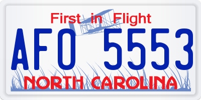 NC license plate AFO5553