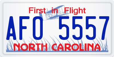NC license plate AFO5557