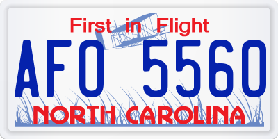 NC license plate AFO5560