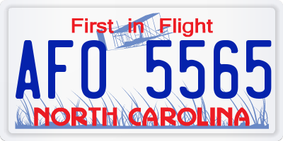 NC license plate AFO5565