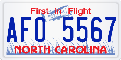NC license plate AFO5567