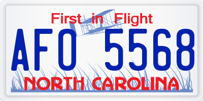 NC license plate AFO5568