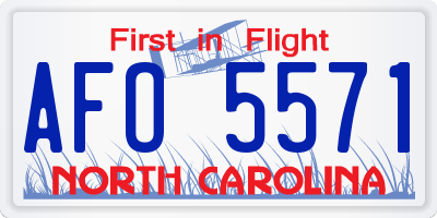 NC license plate AFO5571
