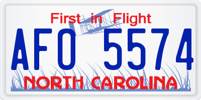NC license plate AFO5574