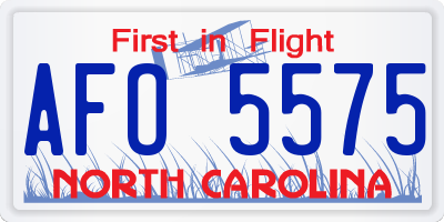 NC license plate AFO5575