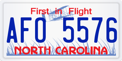 NC license plate AFO5576