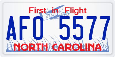 NC license plate AFO5577