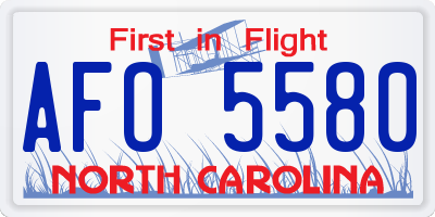 NC license plate AFO5580