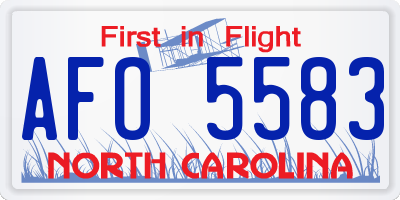 NC license plate AFO5583