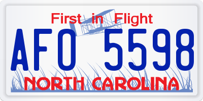NC license plate AFO5598