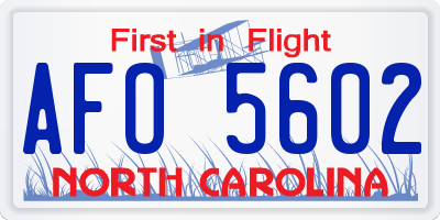 NC license plate AFO5602