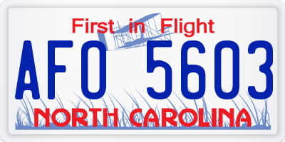 NC license plate AFO5603