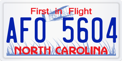 NC license plate AFO5604