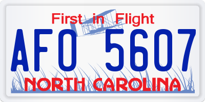 NC license plate AFO5607