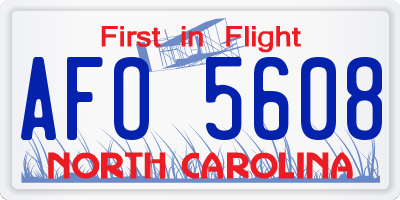 NC license plate AFO5608