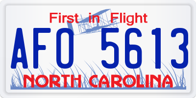 NC license plate AFO5613