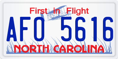NC license plate AFO5616