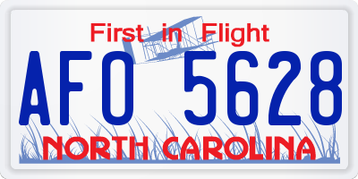 NC license plate AFO5628