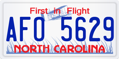 NC license plate AFO5629