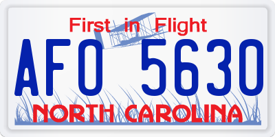 NC license plate AFO5630