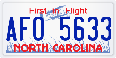NC license plate AFO5633
