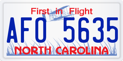 NC license plate AFO5635