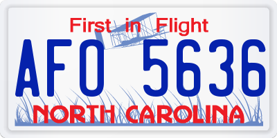 NC license plate AFO5636