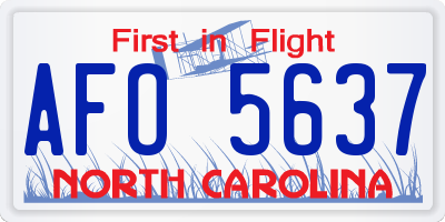 NC license plate AFO5637