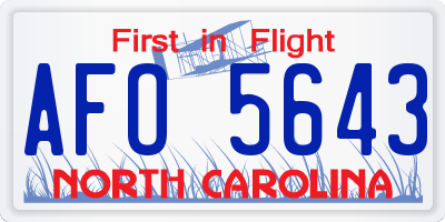 NC license plate AFO5643