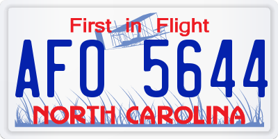 NC license plate AFO5644