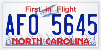 NC license plate AFO5645