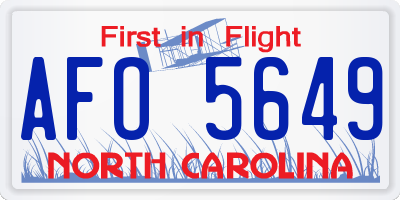 NC license plate AFO5649