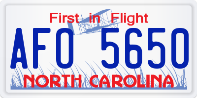 NC license plate AFO5650