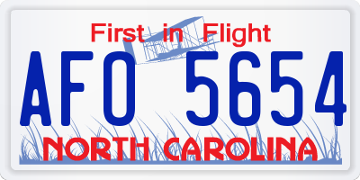 NC license plate AFO5654