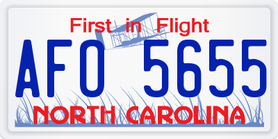 NC license plate AFO5655
