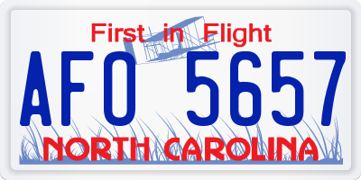 NC license plate AFO5657