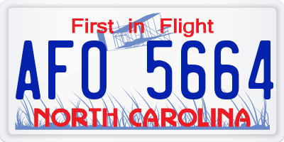 NC license plate AFO5664