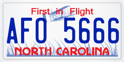 NC license plate AFO5666
