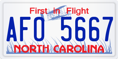 NC license plate AFO5667