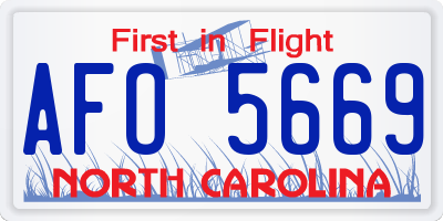 NC license plate AFO5669