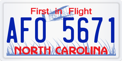 NC license plate AFO5671