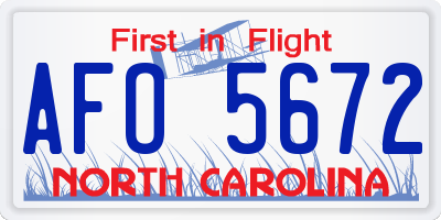 NC license plate AFO5672