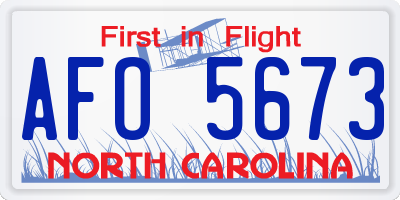 NC license plate AFO5673