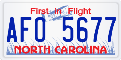 NC license plate AFO5677