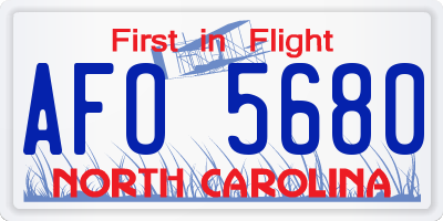 NC license plate AFO5680