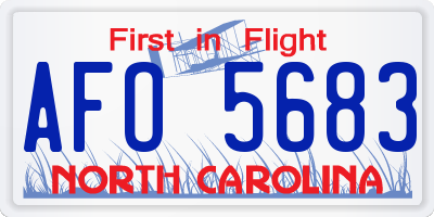 NC license plate AFO5683