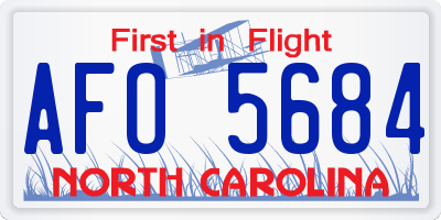 NC license plate AFO5684