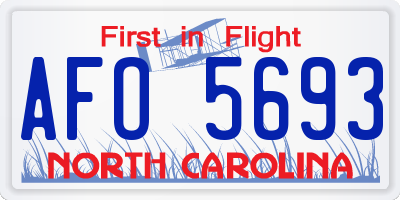 NC license plate AFO5693